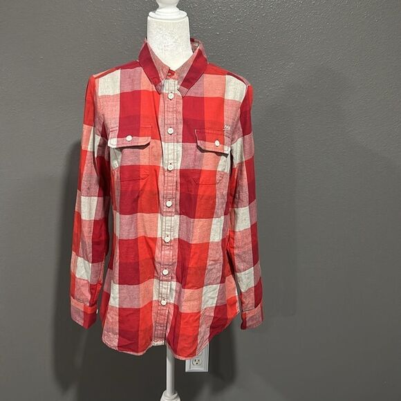 Harley Davidson Eagle Plaid Long Sleeve Button Up Shirt Red Gray L - Picture 2 of 7